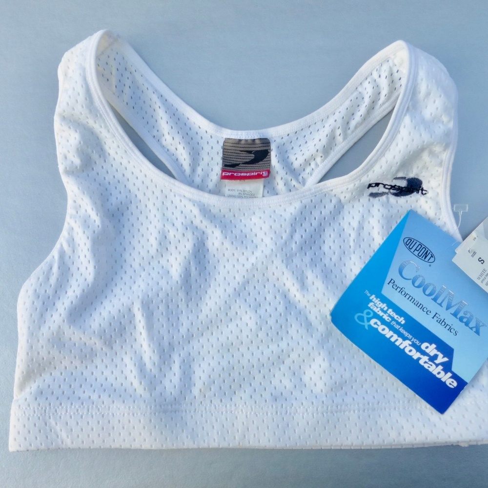 Pro Spirit White Sports Bra Gym Crop Yoga Small
